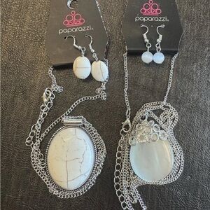 Paparazzi Silver Necklace Set with Cream Accents